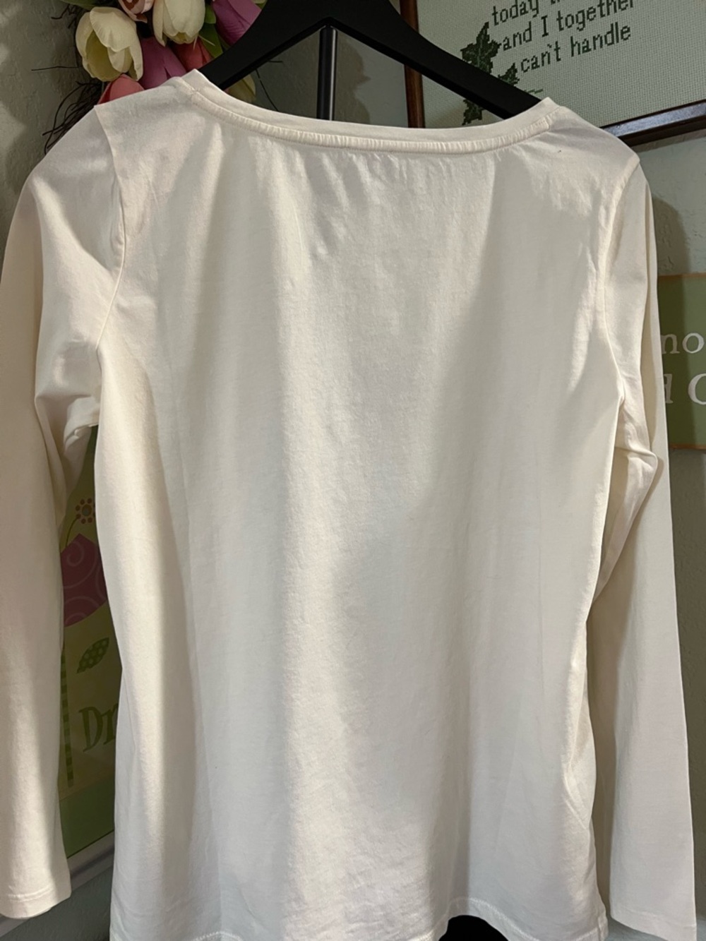 NWT Talbots Cream Long Sleeve Tee with Pink & Purple Dalmatian Print #145 - Picture 3 of 4